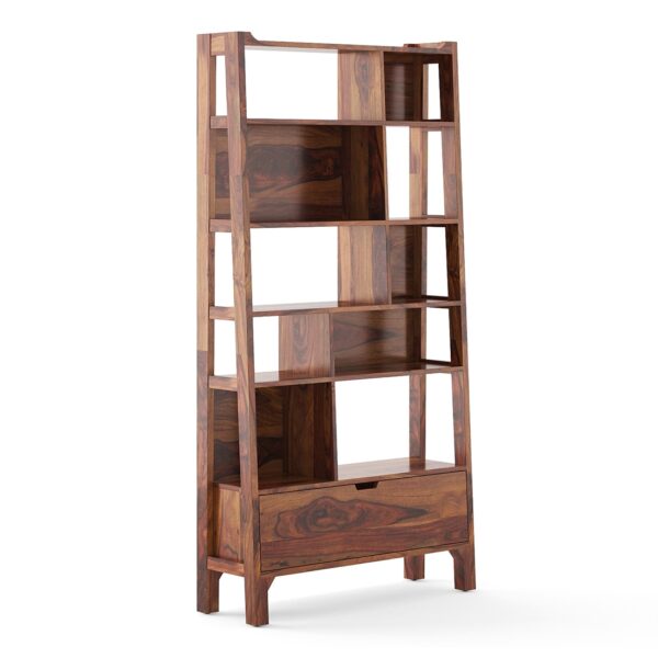 Alberto Solid Wood Bookshelf in Teak Finish - Urban Ladder