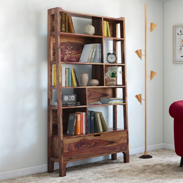 Alberto Solid Wood Bookshelf in Teak Finish - Urban Ladder