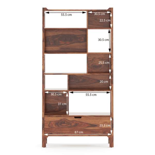 Alberto Solid Wood Bookshelf in Teak Finish - Urban Ladder