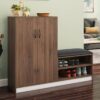 Alex 21 Pair Shoe Cabinet in Classic Walnut Finish - Urban Ladder