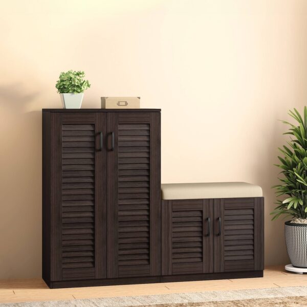 Bennis 25 Pair Shoe Rack in Dark Walnut Finish - Urban Ladder