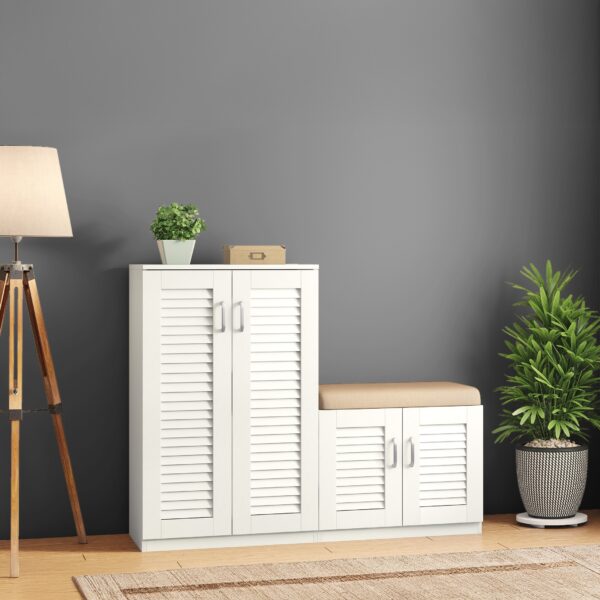 Bennis 25 Pair Shoe Rack in White Finish - Urban Ladder