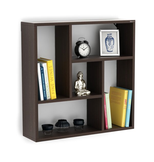 BLUEWUD Javies Engineered Wood Multipurpose Wall Decor Shelf, Display Rack (Wenge) - Bluewud