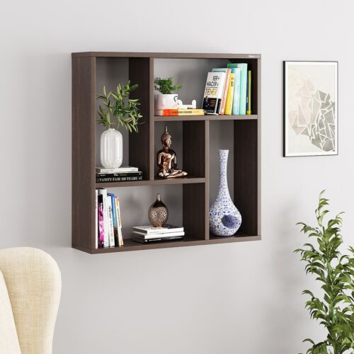 BLUEWUD Javies Engineered Wood Multipurpose Wall Decor Shelf, Display Rack (Wenge) - Bluewud BLUEWUD Javies Engineered Wood Multipurpose Wall Decor Shelf, Display Rack (Wenge) - Bluewud