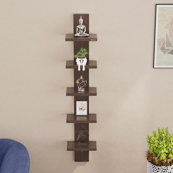 BLUEWUD Louis Engineered Wood Multipurpose Wall Decor Shelf, Display Rack (Wenge) - Bluewud
