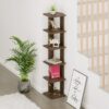 Bluewud Wudville Braine Engineered Wood Wall Mount Corner Shelf, Display Rack, (6 Square Shelves - Wenge) - Bluewud
