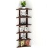Bluewud Wudville Braine Engineered Wood Wall Mount Corner Shelf, Display Rack, (6 Tringle Shelves - Wenge) - Bluewud
