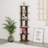 Bluewud Wudville Braine Engineered Wood Wall Mount Corner Shelf, Display Rack, (6 Square Shelves - Wenge) - Bluewud