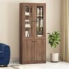Oswald Glass cabinet in Classic walnut Finish - Urban Ladder