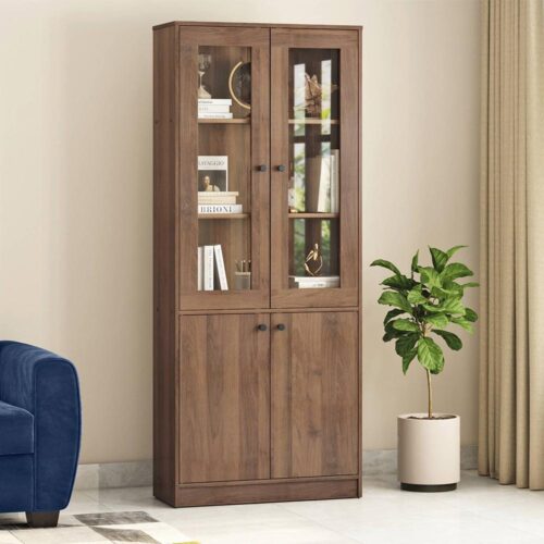 Oswald Glass cabinet in Classic walnut Finish - Urban Ladder