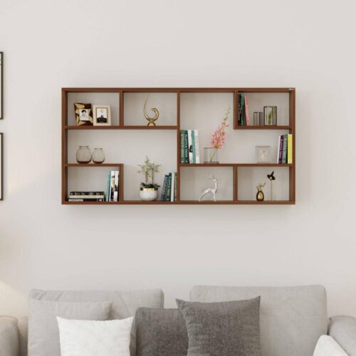 Petree Engineered Wood Wall Mounted Floating Shelf Display Rack Decorative for Livingroom Hall Décor Home Furniture (Brown Maple) - Bluewud Petree Engineered Wood Wall Mounted Floating Shelf Display Rack Decorative for Livingroom Hall Décor Home Furniture (Brown Maple) - Bluewud