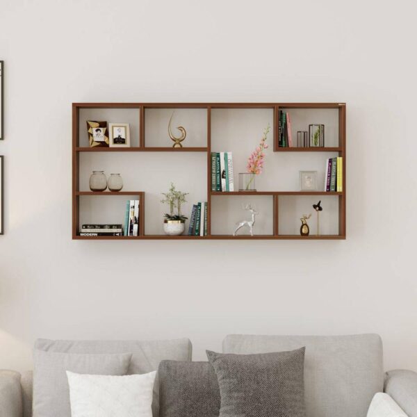 Petree Engineered Wood Wall Mounted Floating Shelf Display Rack Decorative for Livingroom Hall Décor Home Furniture (Brown Maple) - Bluewud