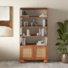Takai Solid Wood and Cane Bookshelf In Red Cedar Finish - Urban Ladder Takai Solid Wood and Cane Bookshelf In Red Cedar Finish - Urban Ladder