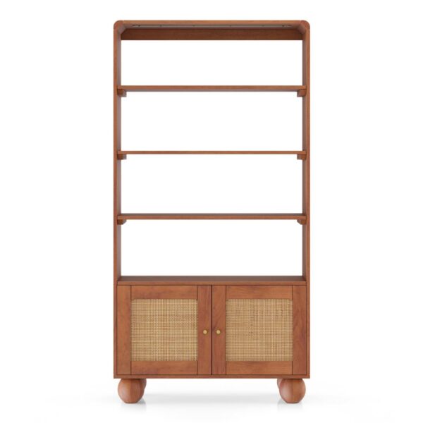 Takai Solid Wood and Cane Bookshelf In Red Cedar Finish - Urban Ladder Takai Solid Wood and Cane Bookshelf In Red Cedar Finish - Urban Ladder
