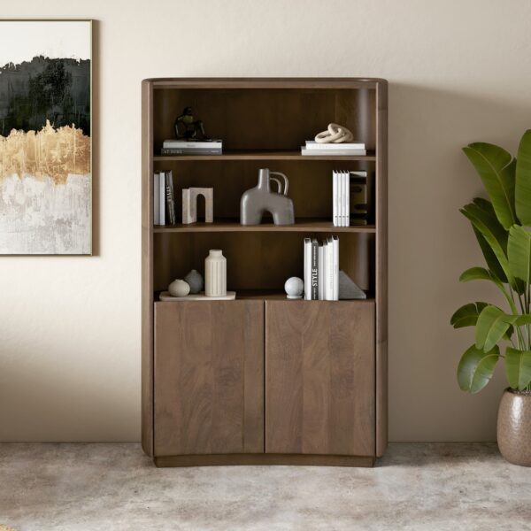 Torin Solid Wood Bookshelf In Danish Walnut Finish - Urban Ladder