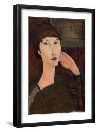 Adrienne (Woman with Bangs), 1917 (Oil on Linen) - Black Framed Art Print Wall Art, 12x18