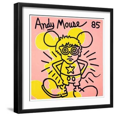 Andy Mouse 1985 - Black Framed Art Print Wall Art, 16x16