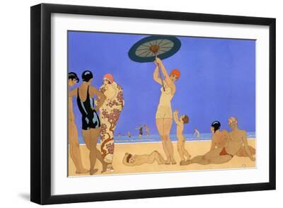 At the Lido - Black Framed Art Print Wall Art, 18x12