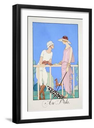 At the Polo, from 'Falbalas and Fanfreluches, Almanach Des Modes Présentes, Passées Et Futures' - Black Framed Art Print Wall Art, 12x18