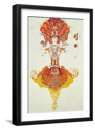 Ballet Costume for "The Firebird," by Stravinsky - Black Framed Art Print Wall Art, 12x18
