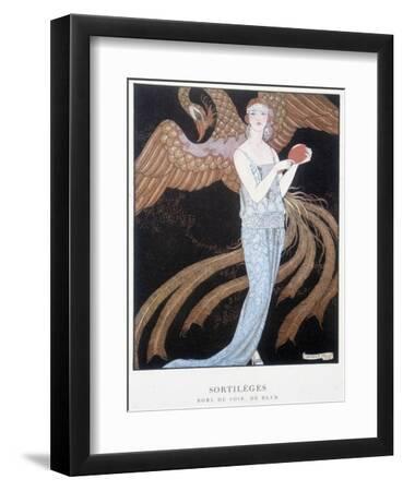 Beer Evening Dress: “” Sortileges”” - Illustration by George Barbier (1882-1932)., in “Gazette Du B - Black Framed Art Print Wall Art, 9x12 Beer Evening Dress: “” Sortileges”” - Illustration by George Barbier (1882-1932)., in “Gazette Du B - Black Framed Art Print Wall Art, 9x12