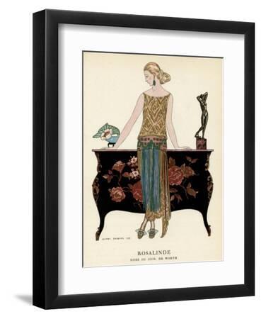Elegant Woman in Visiting Dress 1922 - Black Framed Art Print Wall Art, 9x12 Elegant Woman in Visiting Dress 1922 - Black Framed Art Print Wall Art, 9x12