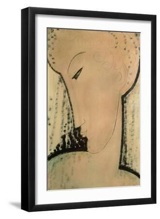 Female Head (Pen, Ink, Brush & W/C on Paper) - Black Framed Art Print Wall Art, 12x18 Female Head (Pen, Ink, Brush & W/C on Paper) - Black Framed Art Print Wall Art, 12x18