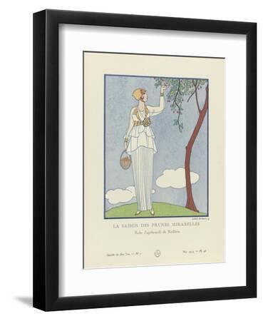 Gazette Du Bon Ton, 1914 - No. 5, Pl. 48: La Saison Des Prunes Mirabelles, Robe D'après-Midi De Red - Black Framed Art Print Wall Art, 9x12