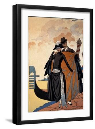 Her and Him, Fashion Illustration, 1921 (Pochoir Print) - Black Framed Art Print Wall Art, 12x18 Her and Him, Fashion Illustration, 1921 (Pochoir Print) - Black Framed Art Print Wall Art, 12x18