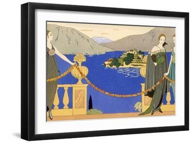 Isola Bella, Evening Dresses Designed by Redfern, Plate 57 from 'Gazette Du Bon Ton', June 1914 - Black Framed Art Print Wall Art, 18x12
