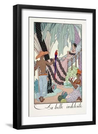 La Belle Indolente, from 'Falbalas and Fanfreluches, Almanach des Modes Présentes, Passées et… - Black Framed Art Print Wall Art, 12x18