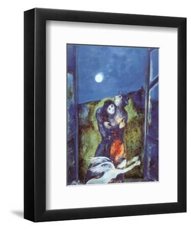 Lovers in Moonlight - Black Framed Art Print Wall Art, 9x12