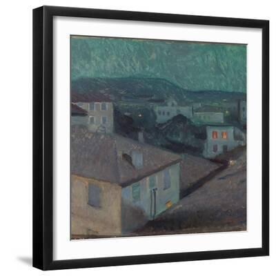 Night in Nice, 1891 (Oil on Canvas) - Black Framed Art Print Wall Art, 16x16
