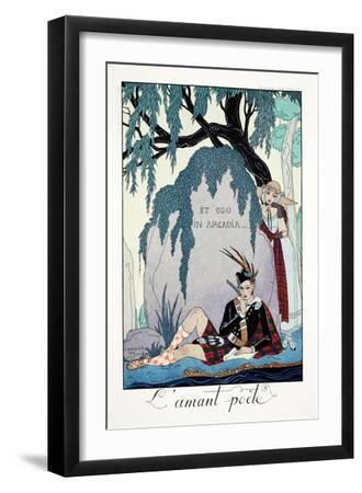 Poet Lover, from 'Falbalas and Fanfreluches, Almanach des Modes Présentes, Passées et Futures',… - Black Framed Art Print Wall Art, 12x18