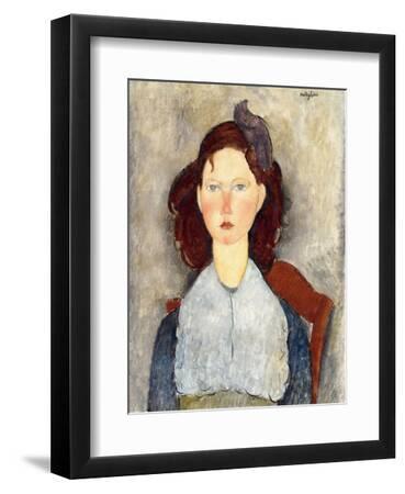Seated Girl (Fillette Assise), 1918 - Black Framed Art Print Wall Art, 9x12