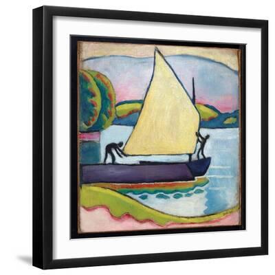Segelboot Am Morgen, 1910 (Oil on Canvas) - Black Framed Art Print Wall Art, 16x16