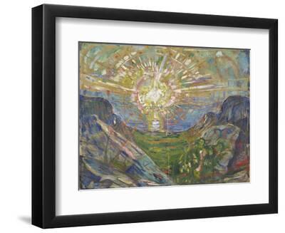 Sun, 1910-1913, by Edvard Munch, 1863-1944, Norwegian Expressionist painting, - Black Framed Art Print Wall Art, 12x9