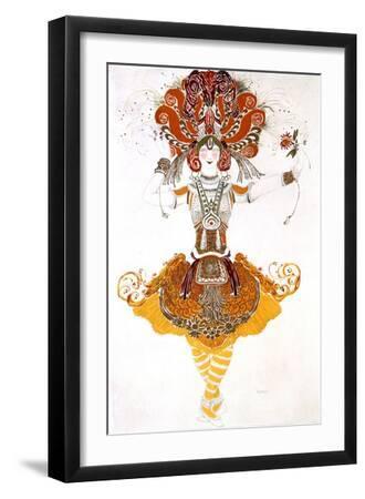 The Firebird, Costume Design for Tamara Karsavina in Stravinsky's Ballet the Firebird, 1910 - Black Framed Art Print Wall Art, 12x18