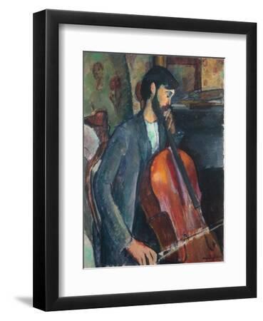 The Violoncello Player, 1909 (Oil on Canvas) - Black Framed Art Print Wall Art, 9x12 The Violoncello Player, 1909 (Oil on Canvas) - Black Framed Art Print Wall Art, 9x12