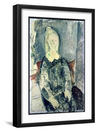 The Woman in Blue - Black Framed Art Print Wall Art, 12x18