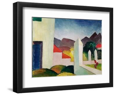Tunesische Landschaft (Tunisian landscape). Oil on canvas. - Black Framed Art Print Wall Art, 12x9