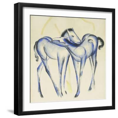 Two Blue Horses - Black Framed Art Print Wall Art, 16x16 Two Blue Horses - Black Framed Art Print Wall Art, 16x16