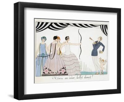 Visez Au Coeur, Belles Dames!, by H. Reidel, 1924 (Pochoir Print) - Black Framed Art Print Wall Art, 12x9 Visez Au Coeur, Belles Dames!, by H. Reidel, 1924 (Pochoir Print) - Black Framed Art Print Wall Art, 12x9