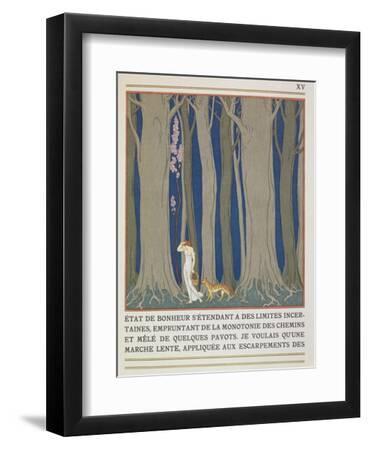 Woman Followed by a Leopard, Illustration from 'Les Mythes' by Paul Valery (1871-1945) - Black Framed Art Print Wall Art, 9x12 Woman Followed by a Leopard, Illustration from 'Les Mythes' by Paul Valery (1871-1945) - Black Framed Art Print Wall Art, 9x12